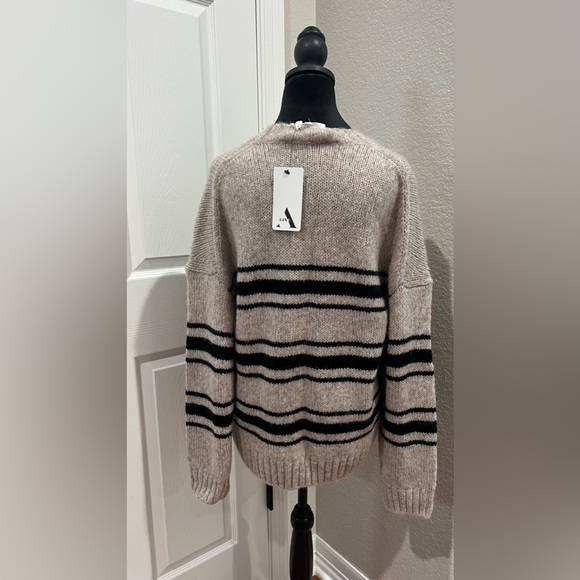 Ba&sh Bosco Striped Wool Mohair Blend Sweater Greige Sz Large Crewneck Pullover - Picture 6 of 16